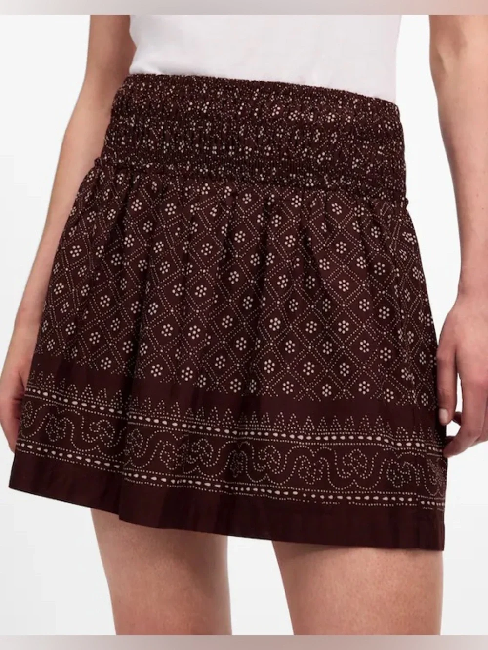 NWT Madewell Printed Smocked Waist Mini Skirt
